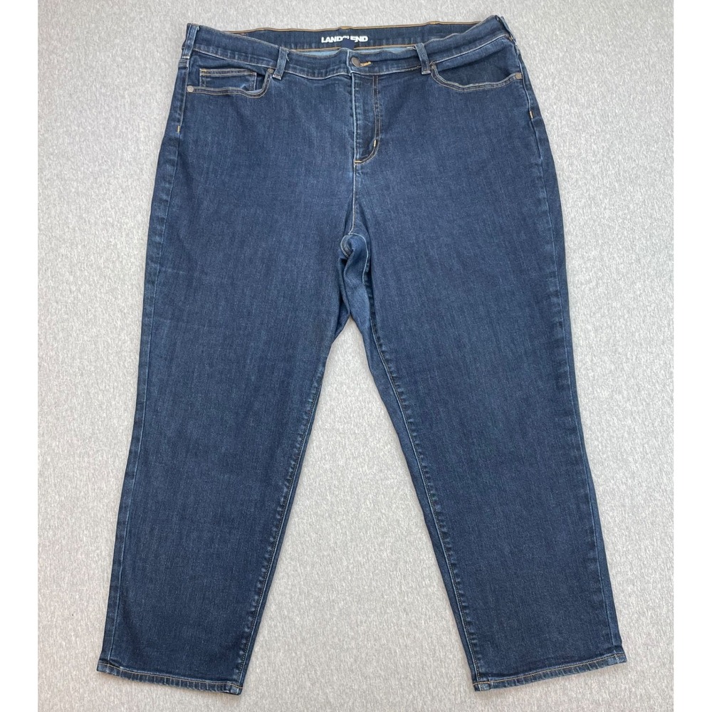 Lands End Jeans Womens 20W Blue Cotton Blend Stretch High-Rise Crop